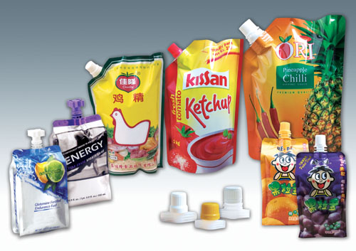 spout bags after filling 호퍼로 채우는 단일 헤드 스파우트 백 .jpg